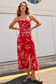 Robe midi en popeline imprimée