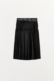 Jupe midi contrastée à plis