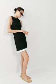 Robe courte en maille côtelée