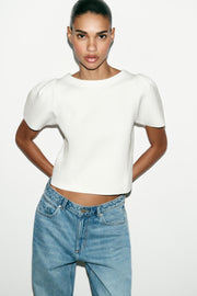 Top en maille à manches bouffantes