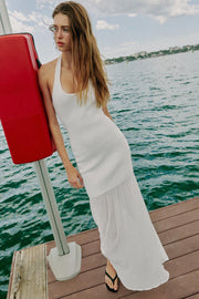 Robe dos-nu en maille contrastée