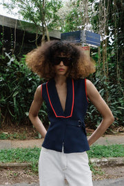 Gilet croisé à boucles