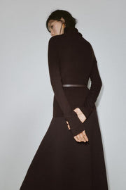 Pull 100 % laine à col montant avec ceinture