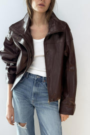 Veste effet cuir à plis