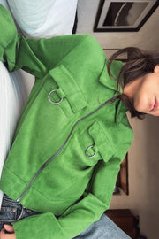 Veste courte effet suédine