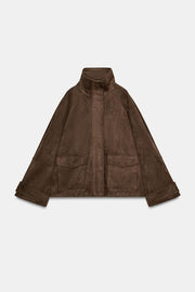 Veste effet suédine à poches