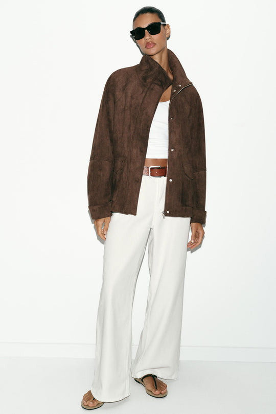 Veste effet suédine à poches