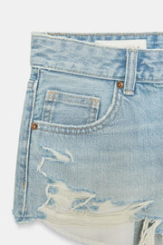 Short en denim TRF déchiré taille mi-haute