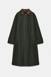 Trench col cuir contrasté ZW Collection