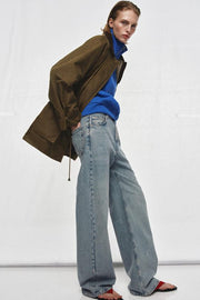 Veste cirée à col en velours côtelé ZW Collection