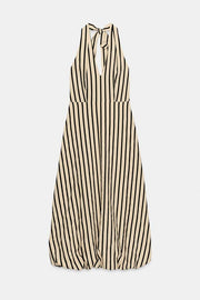 Robe midi ballon à rayures