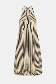 Robe midi ballon à rayures