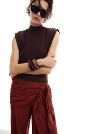 Pantalon large effet foulard