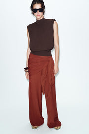 Pantalon large effet foulard