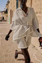 Gilet à carreaux effiloché