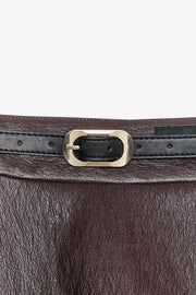 Jupe midi effet cuir avec ceinture