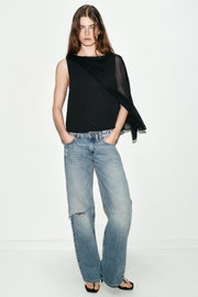 Blouse contrastée effet cape