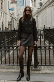 Jupe-culotte croisée effet cuir