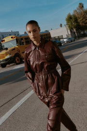 Veste effet cuir à taille élastique