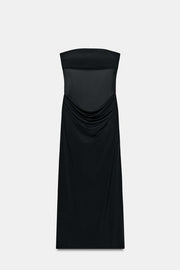 Robe midi contrastée drapée