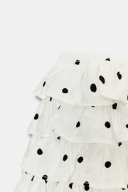 Short mini à volants à pois