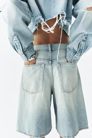 Bermuda baggy en denim TRF taille mi-haute