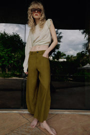 Pantalon coupe ballon en lin