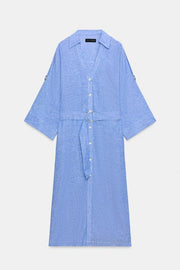 Robe midi en lin avec ceinture