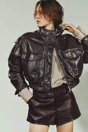 Blouson court effet cuir