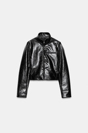 Veste courte effet cuir