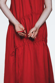 Robe midi en nylon avec liens à nouer