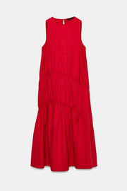 Robe midi en nylon avec liens à nouer