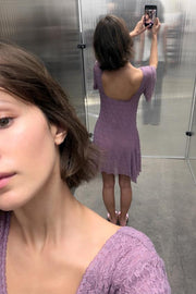 Robe en dentelle à fronces
