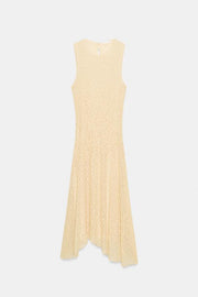 Robe midi en dentelle à fronces