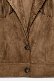Blouson à franges effet suédine