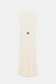 Robe midi plissée avec ceinture