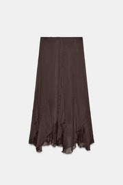 Jupe midi à volants en dentelle