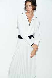 Robe midi contrastée plissée