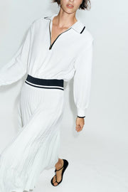 Robe midi contrastée plissée