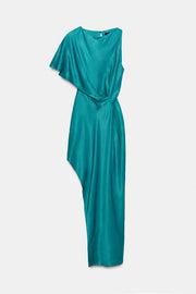 Robe midi satinée asymétrique