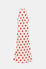 Robe midi dos-nu à pois