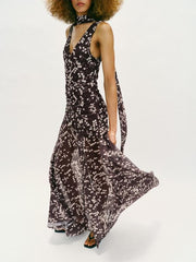 Robe longue en tulle à pois