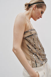 Top en tulle à perles à sequins