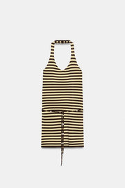 Robe dos-nu à rayures avec ceinture