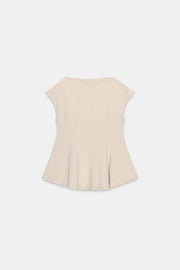 Top peplum piqué à manches courtes