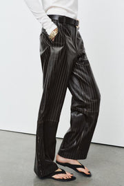 Pantalon en cuir à rayures ZW Collection Édition limitée