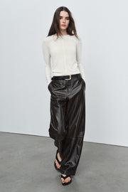 Pantalon en cuir à rayures ZW Collection Édition limitée