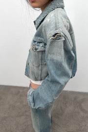 Blouson en denim TRF déchiré