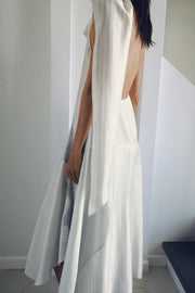Robe dos-nu à rayures en dentelle