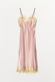 Robe midi satinée en dentelle